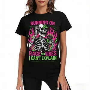 Running on Rage and Vibes Shirt, Funny skeleton shirt, Coffee skeleton, Spooky skeleton coffee rage shirt, Sarcastic shirt