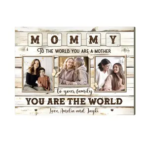Personalized Mommy Canvas - You Are The World - Custom Photo Collage Print - Anniversary Gift Canvas Wall Art Canvas Decor Poster