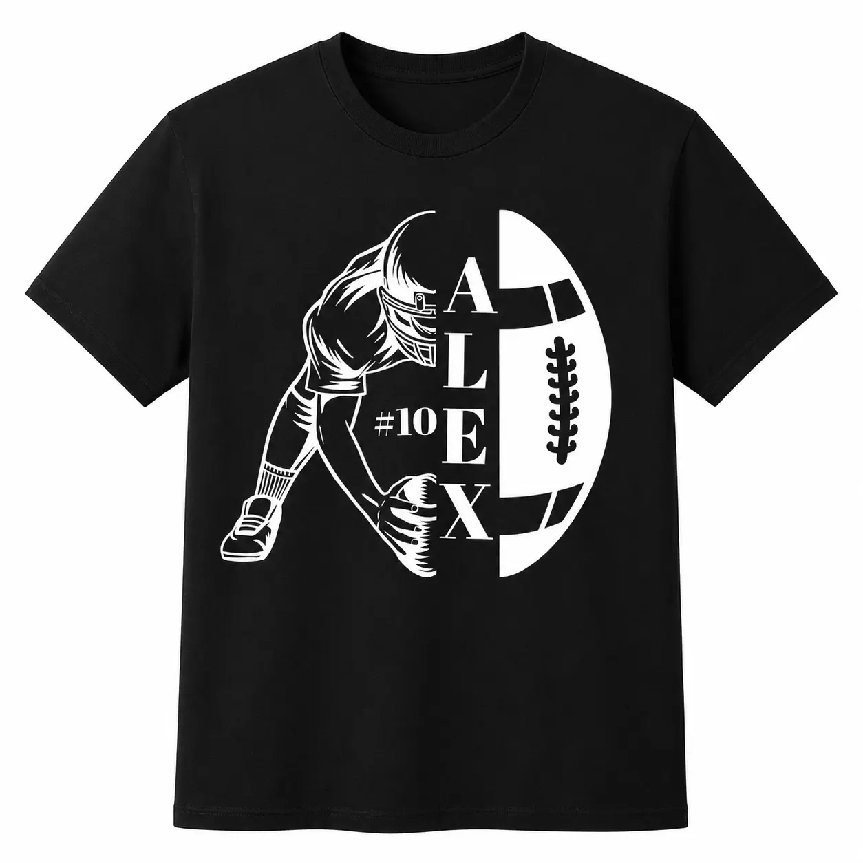 Men's Casual Round Neck Shortsleeve Football T-Shirt - Personalized Team Name & Number Menswear Top, Gift for Football Enthusiasts