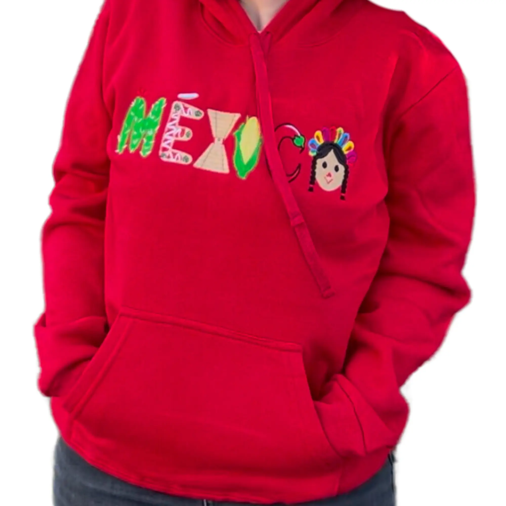 Mexico Embroidered Sweater + FREE TOTE BAG Unisex Hoodie with Embroidered Text and Graphic, Long Sleeve, Casual Style