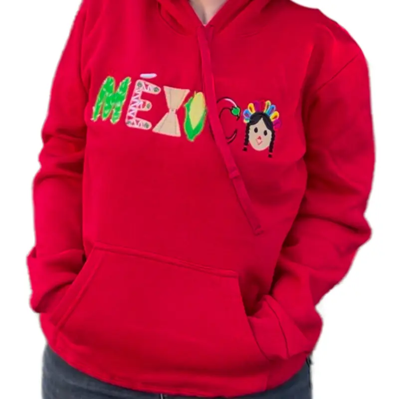 Mexico Embroidered Sweater + FREE TOTE BAG Unisex Hoodie with Embroidered Text and Graphic, Long Sleeve, Casual Style