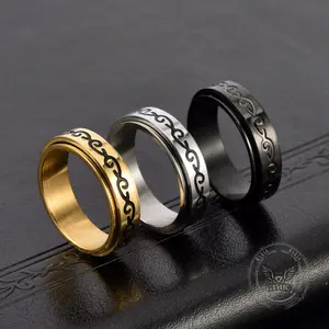 GTHIC Simple Dragon Pattern Stainless Steel Spinner Ring Fashion Statement Animal Jewelry Accessory Daily Wear