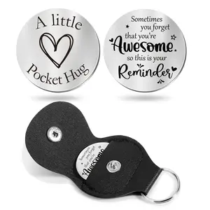 Pocket Hug Hearts Token Gift for Men & Women, Motivational Keepsake with Keychain Charm, Perfect for Boyfriend, Girlfriend, Son, Daughter, Brother