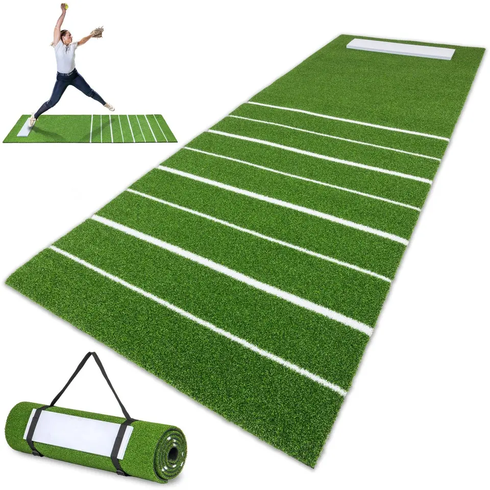 Softball Pitching Mat with Stride Guide