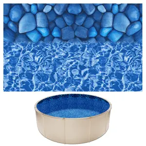 VEVOR 15ft Pool Liner, Round Overlap Swimming Pool Liner for 54 in Wall Height, Premium Vinyl, Easy Install with Leak-Proof Patches, Designed for Steel Sided Above-Ground,Outdoor, Boulder Swirl