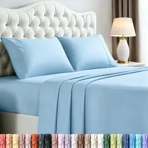 For Extra Deep Pocket Bamboo Sheets, 5pcs Ultra-Soft Luxury Feel - Ultra Cooling Sheets, Hotel Luxury Fitted Sheet Set
