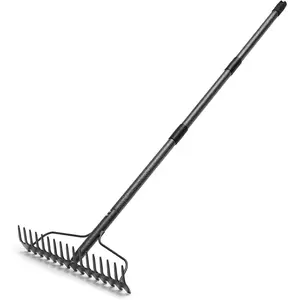 Rake, 5FT Bow Rake Leveling Rake with Handle, 17 Tines Wide Head Thatch Rake for Leaves Lawn Yard Mulch Rake