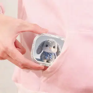 Blue White Polka Dot Scarf Lop Eared Rabbit Printed Retainer Box, Hot Sale Denture Storage Box, Full Scene Universal Orthodontic Retainer Box, Large Capacity Moisture Proof Drop Resistant Storage Box