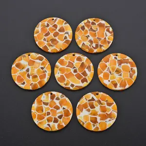 2 Pcs Flat Round Cellulose Acetate(Resin) Pendants, Flat Round Pendants Decoration Dark Orange Pendants Jewel for Women DIY Necklace Bracelet Jewelry Craft Making, 29.5x2.5mm, Hole: 1.6mm