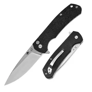 KLAKEN J285-STONEFANG, D2 Blade With Micarta Handle  EDC Folding Pocket Knife
