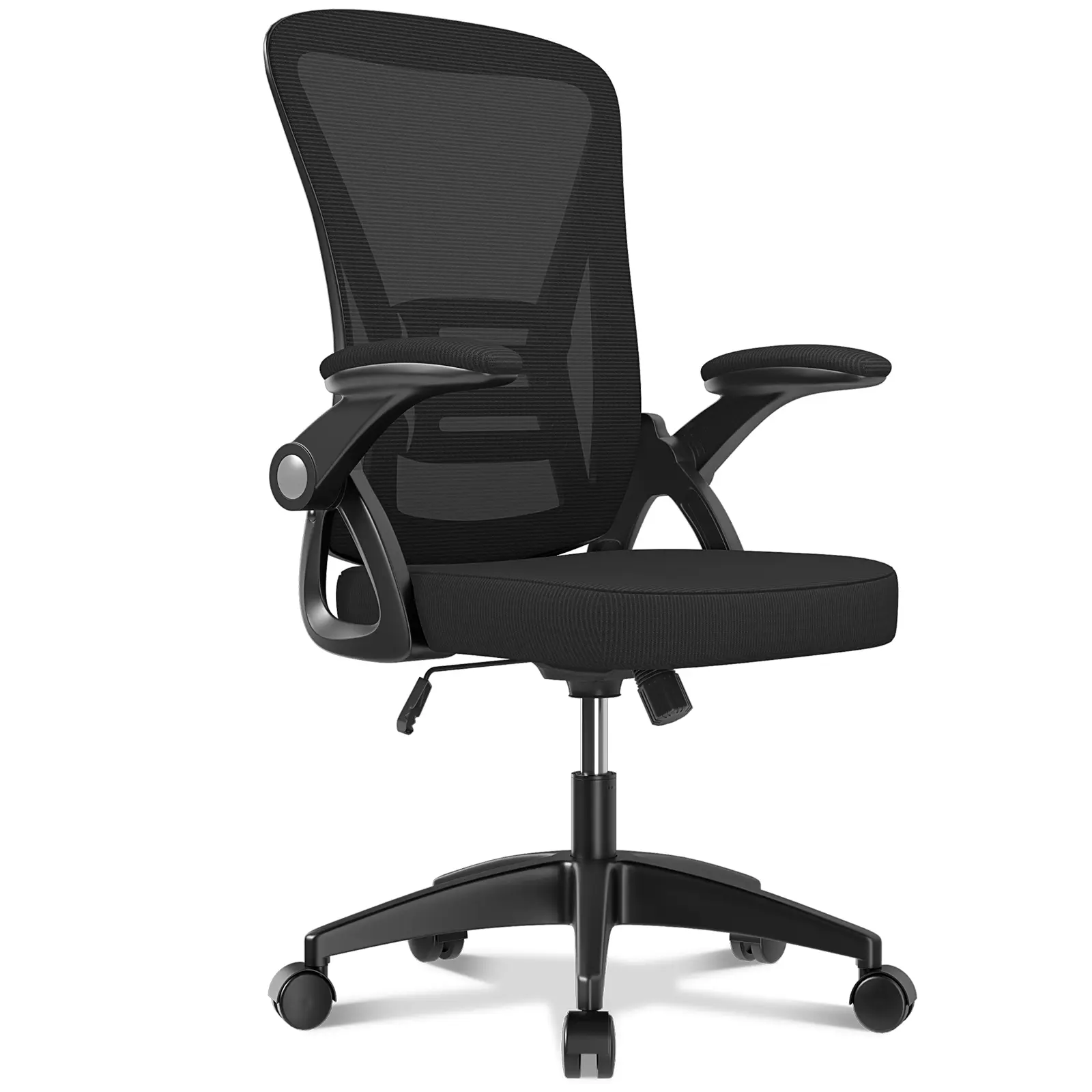 Office Chair Height Adjustable, Swivel Chair with Flip-up Armrests and Lumbar Support, Breathable Mesh Computer Chair for Home / Study / Work