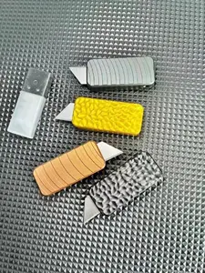 3.4" Art Utility Knife with Meteorite Pattern, Carbon Steel Blade & T6061 Aluminum Handle, CNC Engraved Design for Office, Craft, DIY & Art Projects, Gift Box with 10 Blades Included