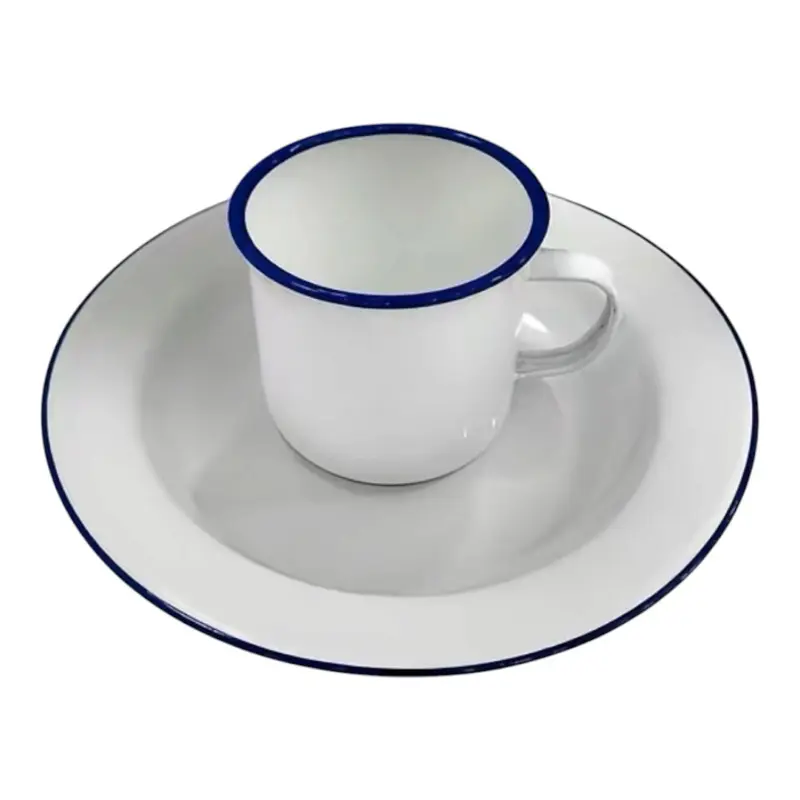 Enamel  plat and  mug plat emaye
