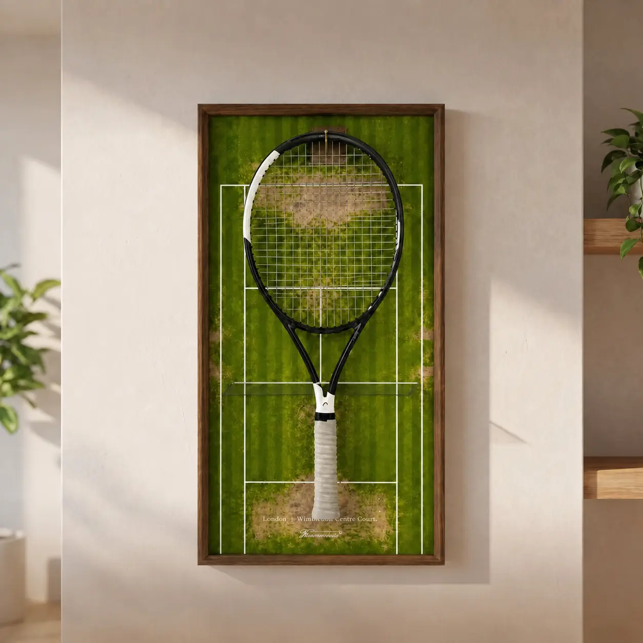 Framenow Tennis Racket Display Case, Wall Mounted Shadow Box Frame for Tennis Racquet, Sports Memorabilia Gift for Tennis Players, Coaches, Kids & Fans