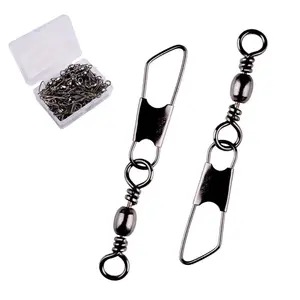 Nova 50Pcs Brass Barrel Fishing Swivels with Interlock Snap Pin Connectors Tackle Box Set