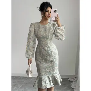 Elegant Fish Tail Bodycon Dress, 3D Embroidered Party Wear, Fashion Design, Perfect for Special Occasions, Women's Stylish