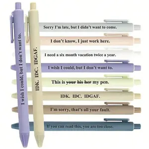 8 pcs Funny Mean Plastic Pens - Retractable ballpoint pens with funny text, black ink, printed with great for office, school, party events, anyone who likes humor Gift for coworker Funny Teacher Pens