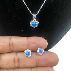 Minimalist Opal Heart Pendant & Earrings Set - Elegant Design for Everyday Wear or Special Occasions - Versatile Accessory with Unique Shape
