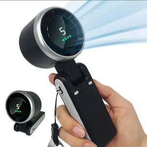 Portable Handheld Turbo Fan10 Hours Battery Operated 5 Gear Speed 3-in-1 Foldable for Summer Travel OutdoorActivities Beach Indoor Office DeskMultifunctional Fan with HD Display