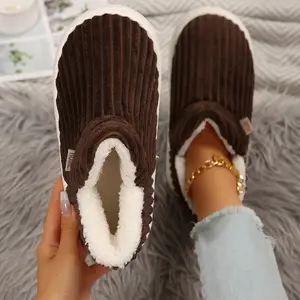 Plush-Lined Women’s Slip-On Slippers for Comfy Wear‌ Winter Warm Mini Snow Boots Indoor Outdoor Shoes