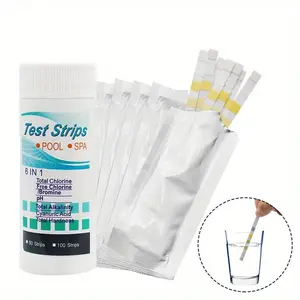 50pcs 6-In-1 Pool & Hot Tub Test Strips, Quick Ph Chlorine Total Alkalinity Testing, Accurate Chemical Analysis for Above Ground Pools