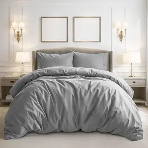 Duvet Cover King Size - 3 Pieces Extra Soft Bedding Set, Includes 1 Duvet Cover 104x90 Inches with Zipper Closure & 2 Pillow Shams, Comforter Not Included, Light Grey