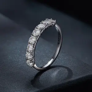 Presentski 8 Stones synthetic Moissanite Band Ring with Sterling Silver 925