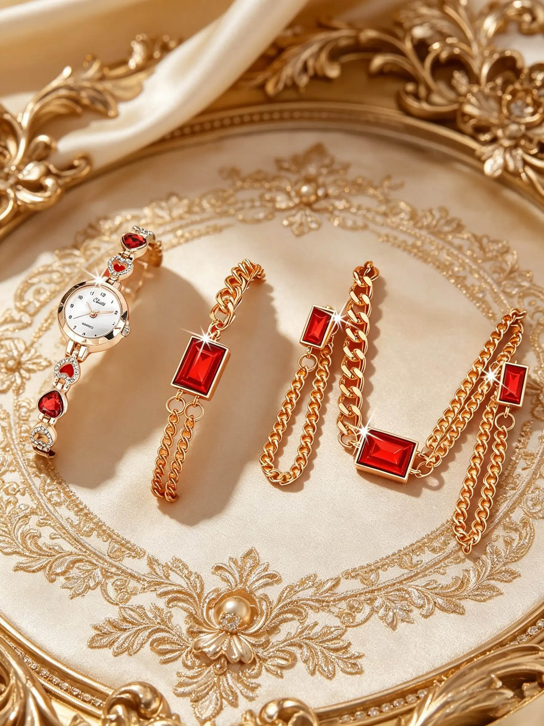 Women's Quartz Watch Set with Necklace Earrings Bracelet, Elegant Vintage Fashion Jewelry Gift for All Seasons