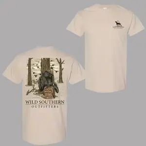 Hunting Dog Graphic T-Shirt, Duck Dog Print Tee, Outdoor Hunting Style Shirt, Southern Outdoor Graphic Tee, Casual Mens T-Shirt