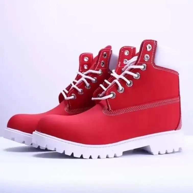 luxury athletic waterproof boots designer classic cowhide height increasing anti slip wheat chunky shoes for men and women fashion high top lace up genuine leather ankle boots size 36-46