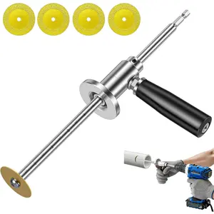Inside Pipe for PVC Pipe, with Handle and 4 Grit Cutting Wheel, 7 Inch Cutting Depth, 1/4in Hex Shank Fit, Pipe Tool for