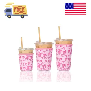 Reusable 3-Pack Iced Coffee Cup Sleeve, Insulated Neoprene