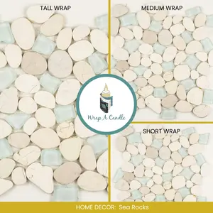 Sea Rock Candle Wrap for Wrap A Candle Base | Coastal Decorative Wrap | Neutral Spa-Inspired Home Decor | Reusable Candle Wrap | Beach House Styling