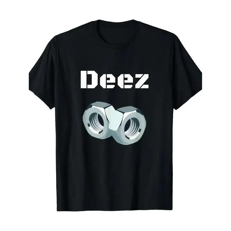 Men's Casual 'Deez Nuts' Geometric Graphic T-Shirt - 100% Cotton, Soft Crewneck Shortsleeve Tops, Round Neck, Athletic Elasticity for Streetwear & Fitness, Chest