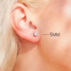 SELAH'S Stainless Steel | Waterproof | Non-Tarnish | Hypoallergenic |Premium CZ Round  Stud Earrings 5mm