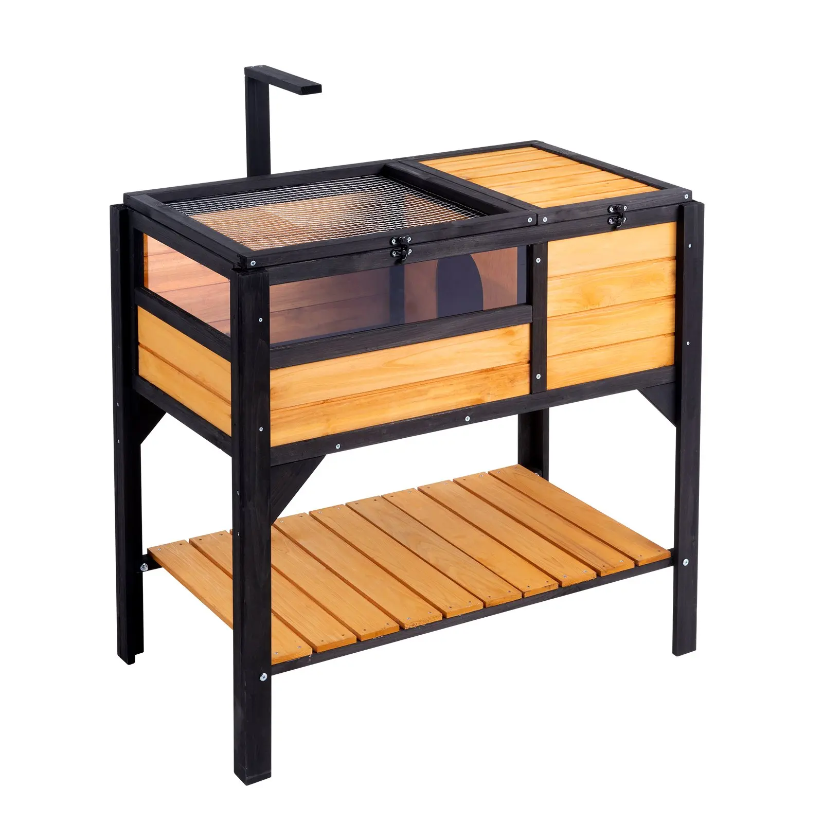 【summerfinds】VEVOR 33"x19.7"x32.5" Wooden Tortoise House - Indoor & Outdoor Reptile Habitat with Assembly Instructions, Hanging Light Stand, Heavy-Duty Storage Shelf, Locking Latch for Lizards, Snakes, Rectangle, Easy-Clean Tray, Cedar Wood