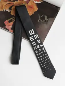 Novelty Eye Chart Jacquard Tie, 2400-Needle Jacquard Woven, Slim 6cm Width, Gift Box included, Great Gag Gift