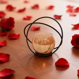 Iron Art Candlestick Romantic Table Centerpiece for Living Room & Bedroom Decor Perfect Valentine's Day Gift for BF Candles Not Included Ornaments