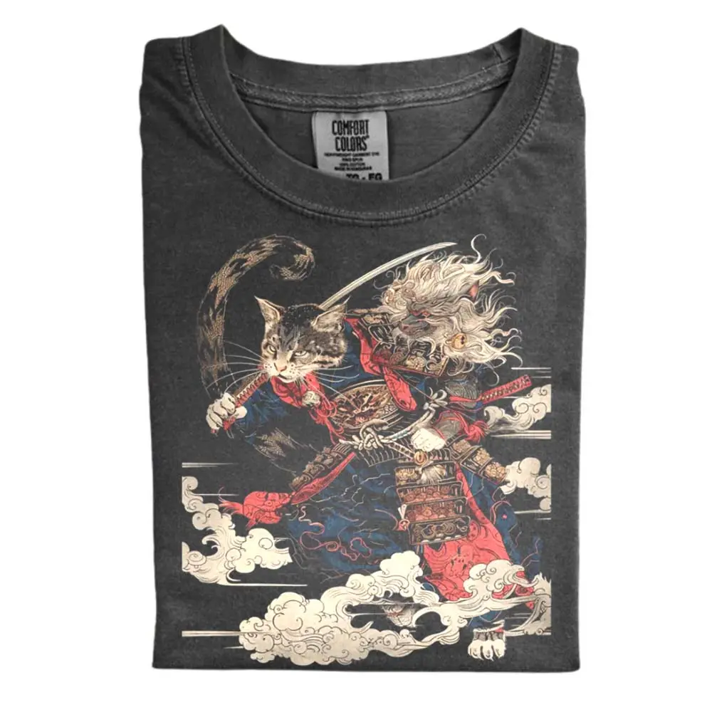 The Cat Samurai Comfort Color Shirt, Japanese Art Nouveau Shirt, For Men And Women Size S-3XL, Gift for Men, Gift for Women, Crew Neck T-shirt, Trending T-shirt
