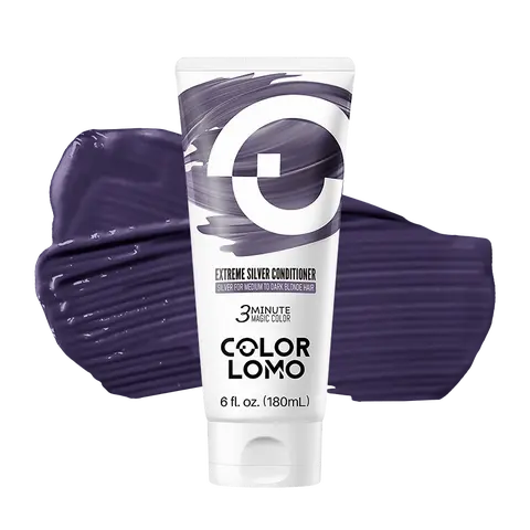 COLORLOMO Extreme Silver Color-Depositing Conditioner, 3-Minute Shea Butter Nourishing Mask for Silver Grey Dry/Damp Hair, Sulfate-Free Ammonia-Free Basic Yellow 87 Targeting Liquid (180ml), Salon-Style Color at Home Hair Care Products