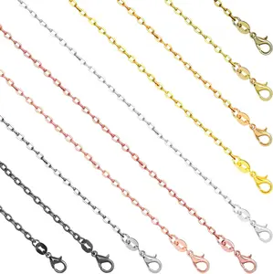 SANNIX 50 Pack 10 Colors Necklace Chains for Jewelry Making 18 Inches Bulk Cable Chain Necklace with Lobster Clasps for Crafts