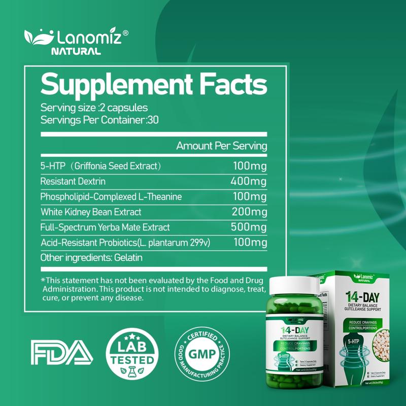 LANOMIZ White Kidney Bean Extract with Probiotics | Carb Metabolism Support for Men & Women | Daily Gut Health Formula to Aid Digestion | Vegan