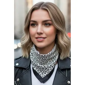 Cheetah Printed Silky Square Bandana Scarf