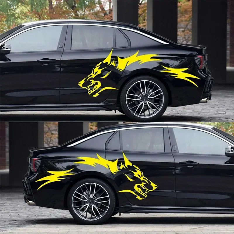 Coyote Wolf Grunge Design Vinyl Car Stickers Decals Set Large Size for Door Side Pickup Vehicle Truck Unique Styling for Cars