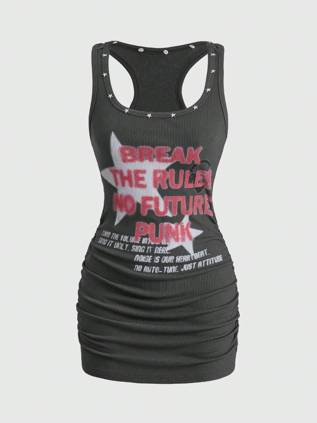 LALUZ Women's Music Festival Star Print Mini Dress PUNK Style Grunge Edgy Aesthetic Clubwear Going Out Dress Y2K Alt Fashion Streetwear