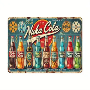 Vintage Nuka Cola Metal Sign, 1 Count Retro Soda Pop Beverage Poster, Wall Art for Home Living Room Bedroom Bar Coffee Shop Decor, Home Decoration