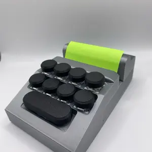 Retro Typewriter Fidget Clicker Sticky Note Dispenser Silver and Black, Functional Desk Decor, Stress Relief