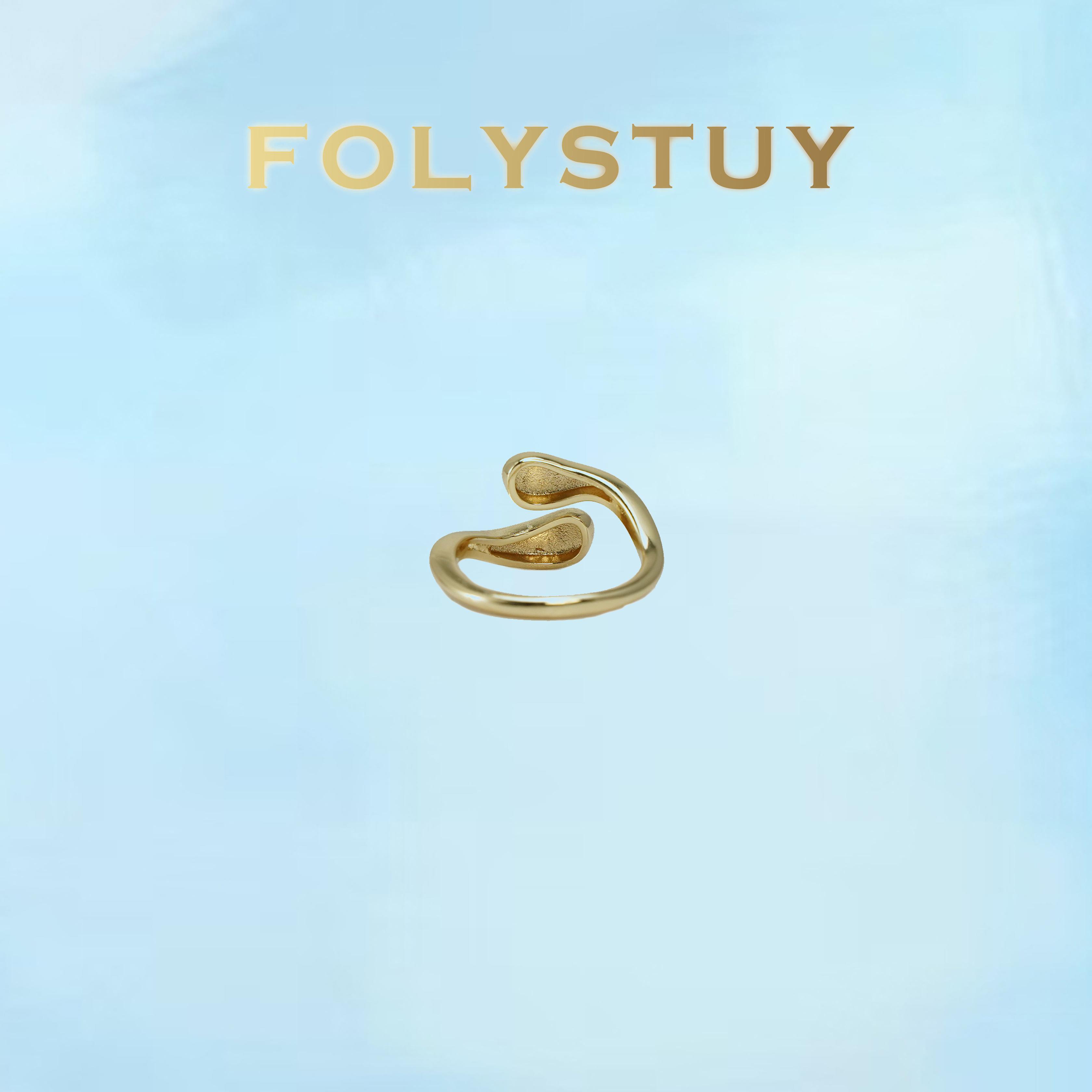 [FOLYSTUY (Z126)]Textured & Smooth Dual Finish Open Cuff Ring, Modern Chic Adjustable Band, Fashion Daily Wear Jewelry