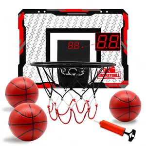 Indoor Mini Basketball Hoop Set for Kids and Adults Electronic Scoreboard with Sound 1 Inflatable Basketball Included Wall Mounted Over the Door Goal for Bedroom Office Play