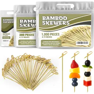 300 count Green  Skewers 4.7" Decorative  Picks, Appetizers Toothpicks, Fancy Drinks Stirrers, Wooden Sticks, Charcuterie Garnish, Fruit Kabob, Martini & BBQ Party